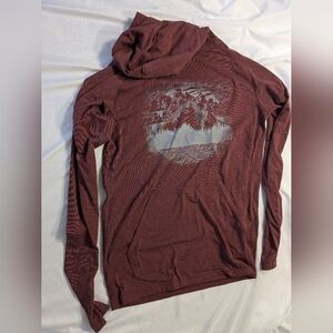 Men's Columbia Long Sleeve Hooded Shirt - Maroon And Gray Color - Size S/P